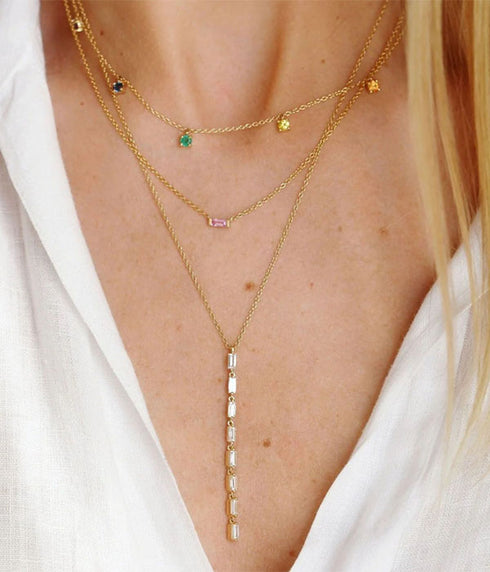 Rainbow Charm Necklace - 14K